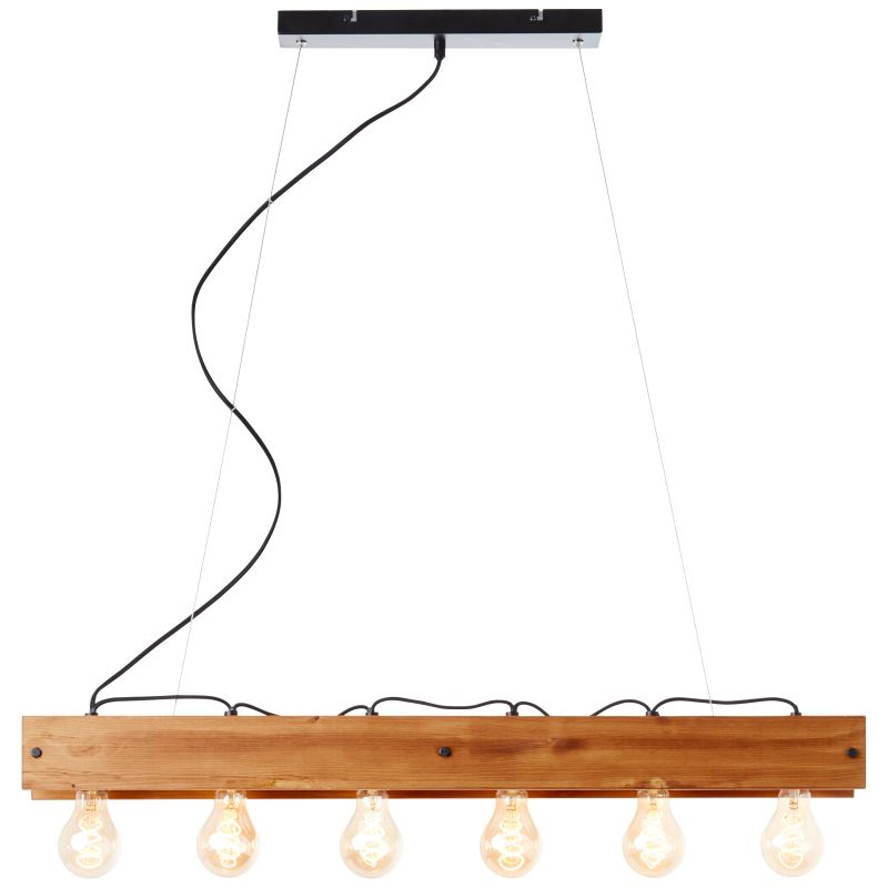 Brilliant 99452/76 CALANDRA - Dřevěný lustr nad stůl nebo nad sedačku, 6 x E27, 90cm