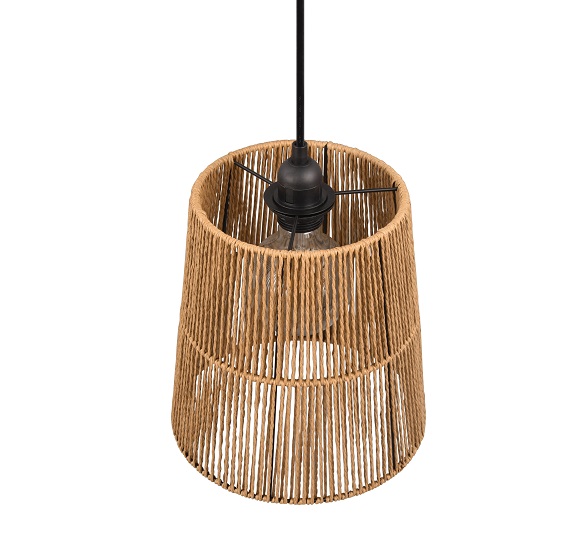 Trio Leuchten R31041026 HOLM - Závěsný lustr s moderním papírovým stínidlem v imitaci ratanu, 1 x E27, Ø 24cm