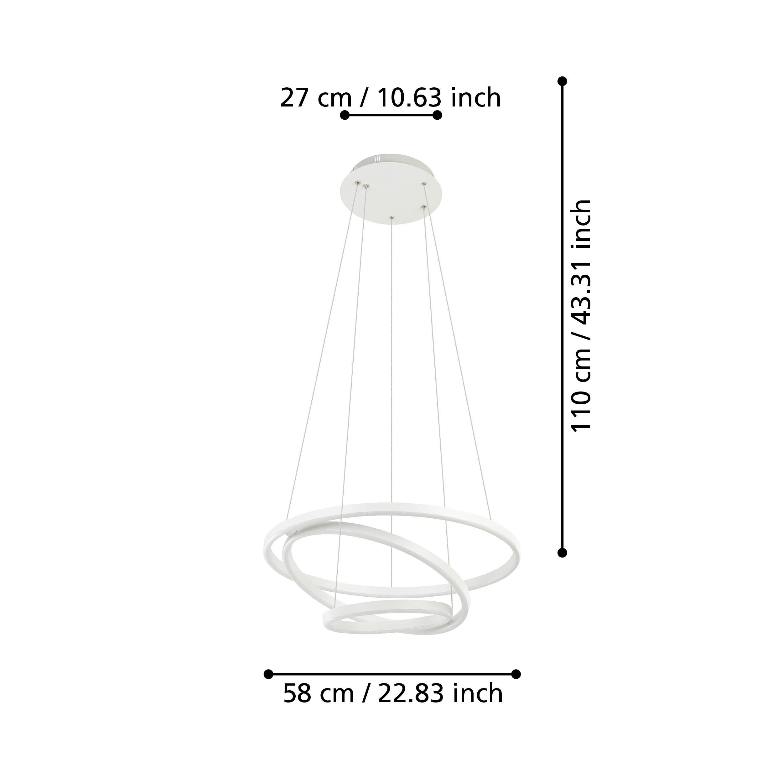 Eglo ZIGBEE 900478 LOBINERO-Z - Závěsné LED moderní stmívatelné svítidlo ovládané ovladačem, nebo z mobilní aplikace, LED 43W, 3000-6500K, Ø 58cm