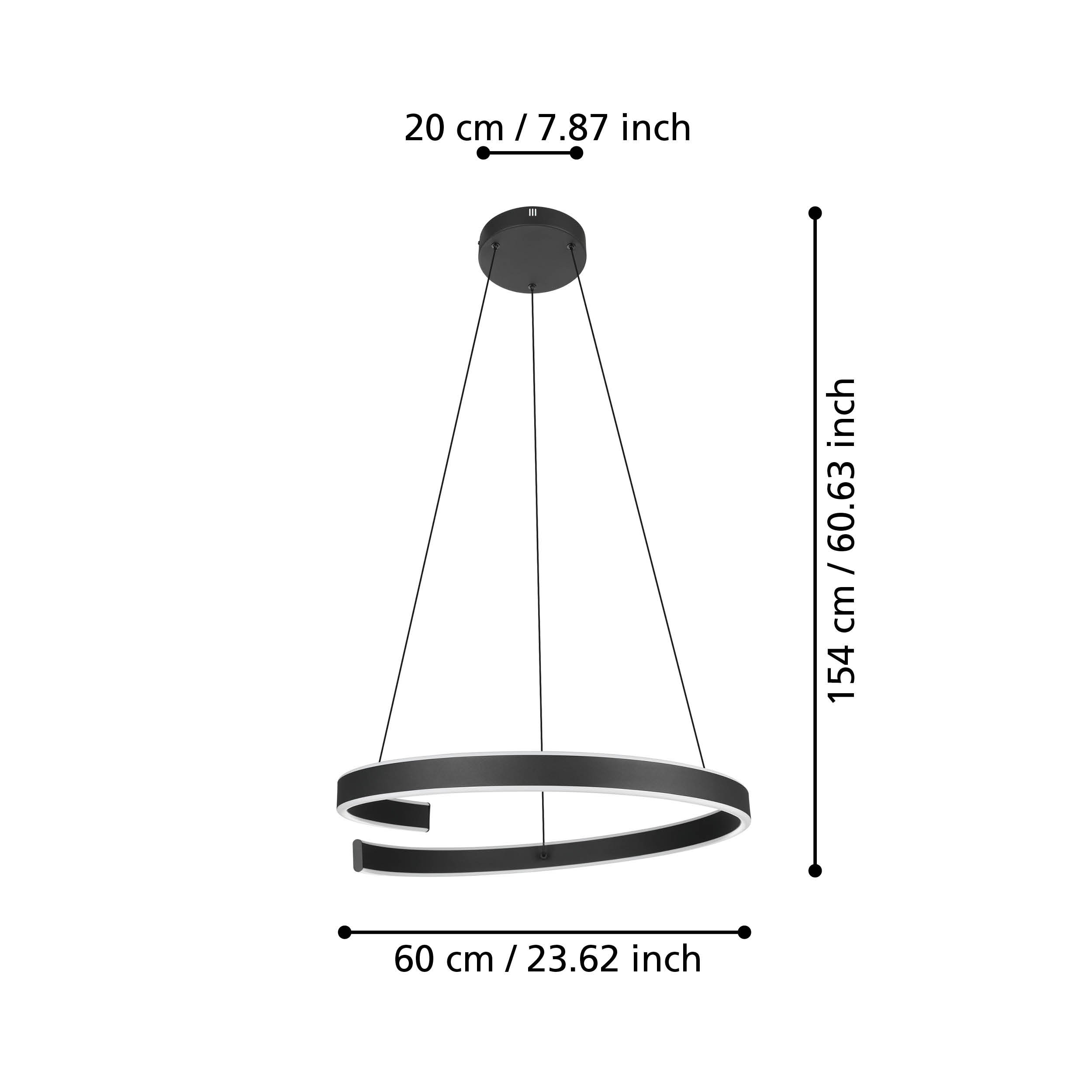Eglo ZIGBEE 900404 ANDABAIA-Z - Závěsné LED moderní stmívatelné svítidlo ovládané ovladačem, nebo z mobilní aplikace, LED 42,5W, 3000-6500K, Ø 60cm