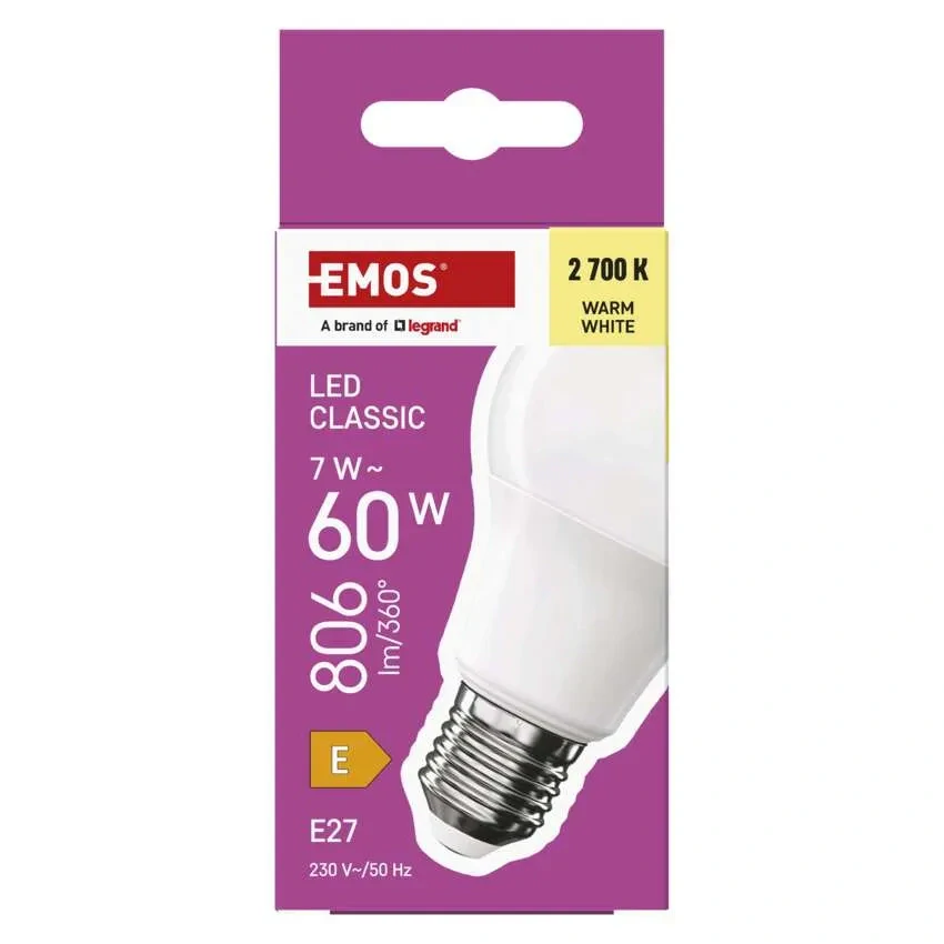 LED žárovka E27- ZQ5E41 , 7W Teplá bílá 2700K, 806lm