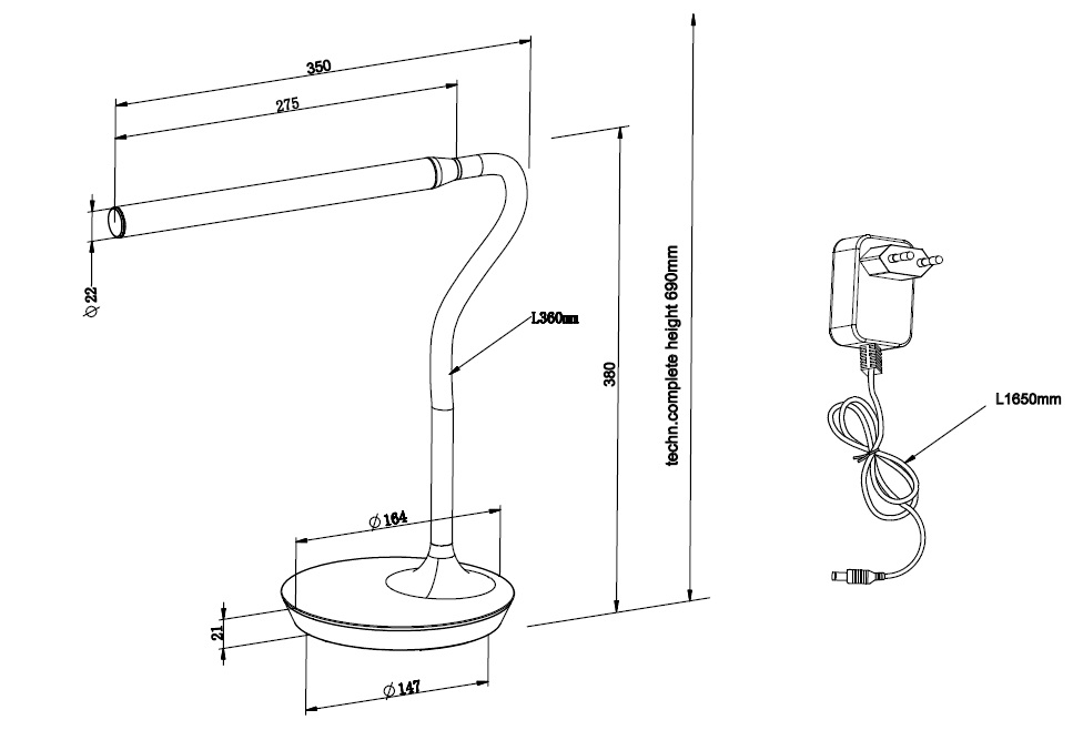 Trio Leuchten R57641101 TORO - Dotykem stmívatelná bílá stolní čtecí lampa 3000+4000+5000K, LED 5W, 38cm