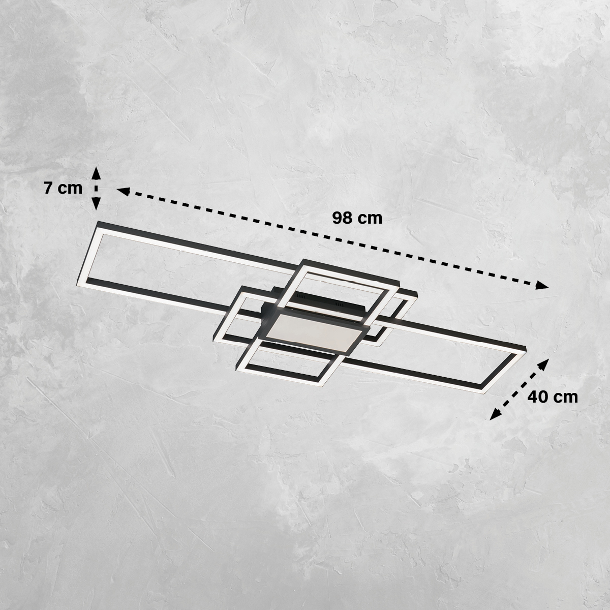 Fischer Honsel 21368 SETH CCT - Černý LED stropní lustr stmívatelný dálkovým ovladačem, LED 35W, 6000lm, 2700 - 6500K, 98 x 40cm