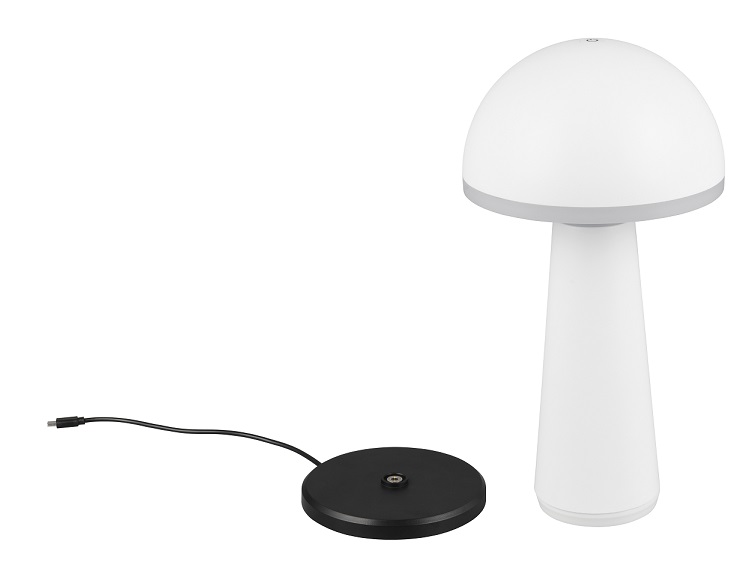 Trio Leuchten R57716131 FUNGO - Venkovní přenosná nabíjecí lampička v bílé barvě, IP54, LED 2W, 3000 + 4000 + 6500K, 31cm