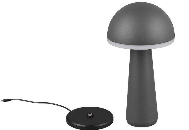 Trio Leuchten R57716142 FUNGO - Venkovní přenosná nabíjecí lampička v antracitové barvě, IP54, LED 2W, 3000 + 4000 + 6500K, 31cm
