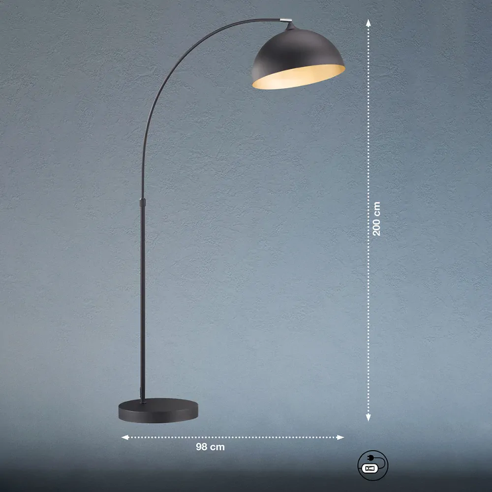 Fischer Honsel 40358 LEITUNG  - Vysoká stojací lampa v černé barvě, 1 x E27, výška 200cm