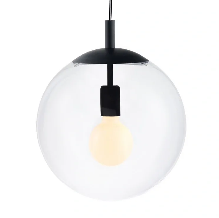 Kaspa 10733102 ALUR L - Závěsné svítidlo s kulatým transparentním stínidlem, černé prvky, 1 x E27, Ø 40cm