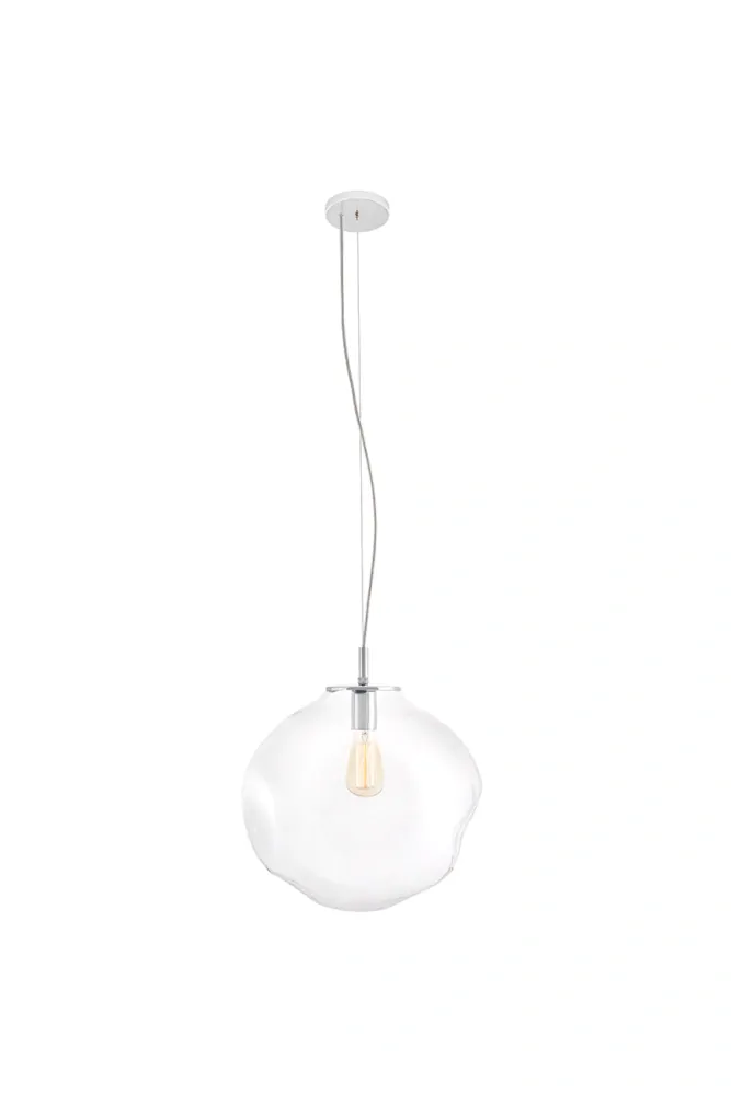 Kaspa 10413109 AVIA L - Závěsné svítidlo s nepravidelným průhledným stínidlem, chrom lesk, 1 x E27, Ø 40cm