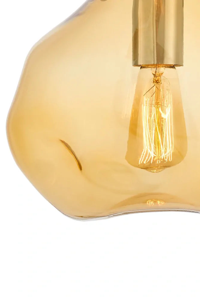 Kaspa 10416115 AVIA S - Závěsné svítidlo s nepravidelným průhledným stínidlem v jantarové barvě, 1 x E27, Ø 25cm