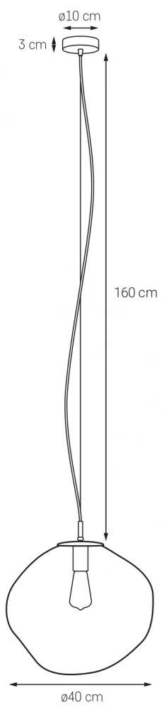 Kaspa 10423108 AVIA L - Závěsné svítidlo s nepravidelným průhledným stínidlem v grafitové barvě, 1 x E27, Ø 40cm