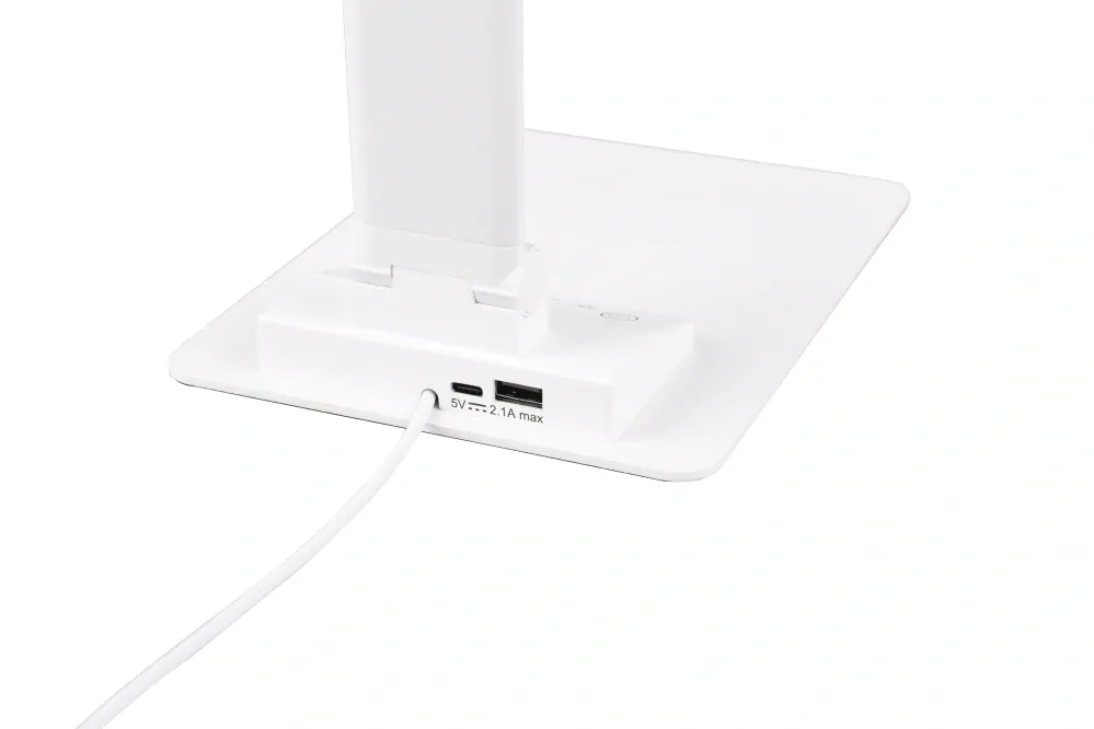 Trio Leuchten 545310131 TRAVIS - LED stolní bílá lampa na pracovní stůl s USB pro nabíjení mobilu, LED 6,5W, 3000+5000+6500K