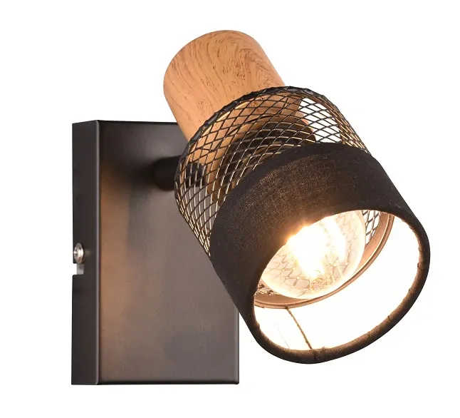 Trio Leuchten 811700132 NANDINI - Nástěnné bodové svítidlo se dřevem a textilem, 1 x E14