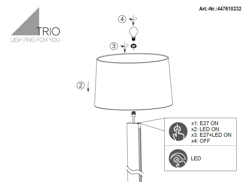 Trio Leuchten 447610232 RAHUL - Stojací lampa se stmívatelným LED ve dřevěným podstavci + 1 x E27, Ø 48cm