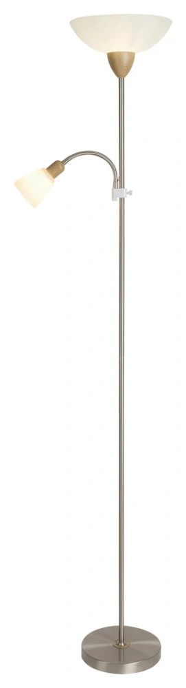 Rabalux 5739 DIANA - Stojací lampa se čtecí bodovkou, saténový chrom + buk