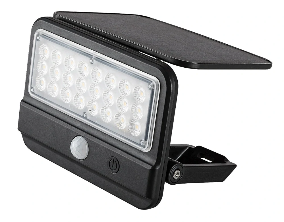 Rabalux 77040 FLAXTON - LED solární černé nástěnné svítidlo s pohybovým čidlem, 7W, 700lm, 4000K, IP54
