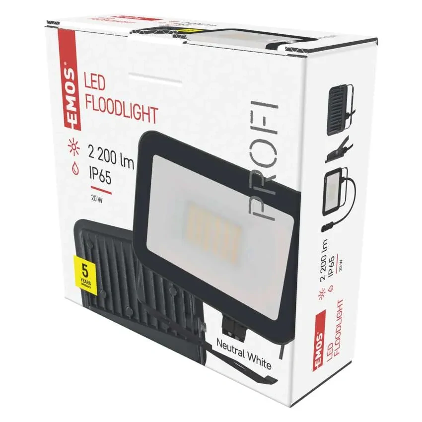 Emos ZS2622 INOVO - LED venkovní reflektor v antracitové barvě, 20W, 2200lm, 4000K, IP65