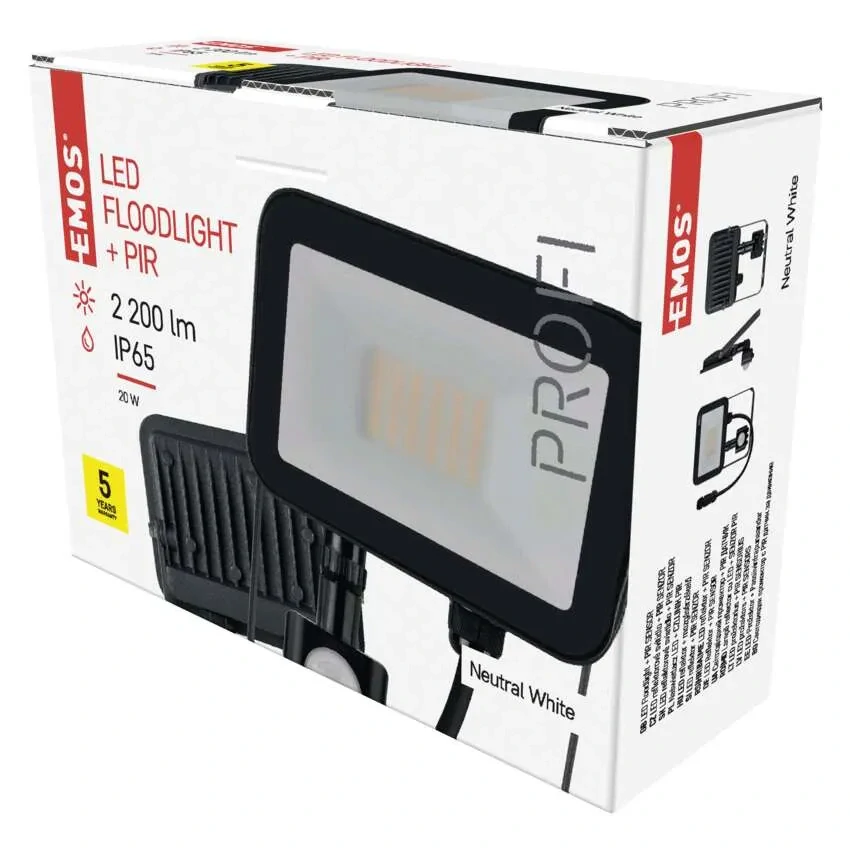 Emos ZS2722 INOVO - LED venkovní reflektor s čidlem v antracitové barvě, 20W, 2200lm, 4000K, IP65