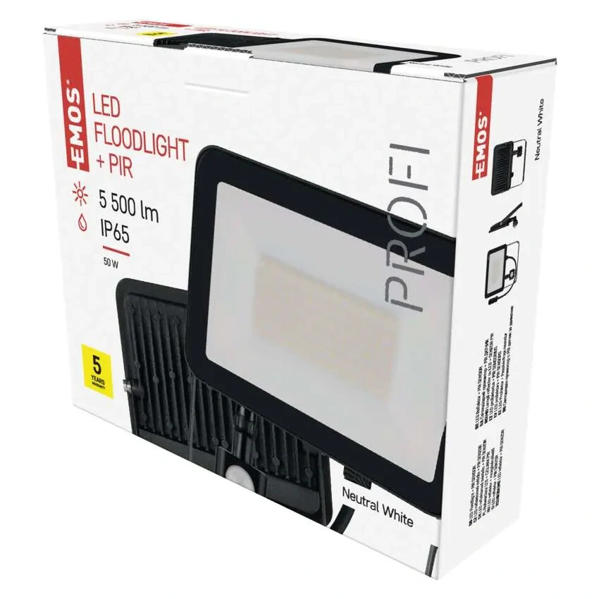 Emos ZS2742 INOVO - LED venkovní reflektor s čidlem v antracitové barvě, 50W, 5500lm, 4000K, IP65