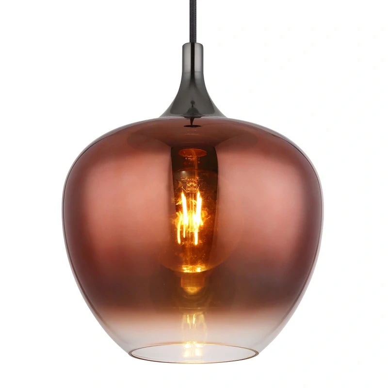 Globo 15548HG MAXY - Závěsný černý lustr s měděným stínidlem, 1x E27, Ø 24cm 