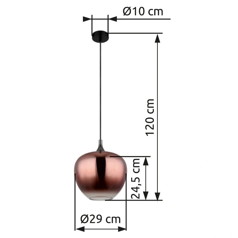 Globo 15548H1G MAXY - Závěsný černý lustr s měděným stínidlem, 1x E27, Ø 29cm