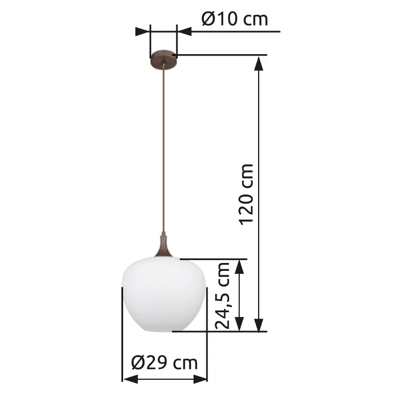 Globo 15548H1C MAXY - Závěsný hnědý lustr s mléčným stínidlem, 1x E27, Ø 29cm 