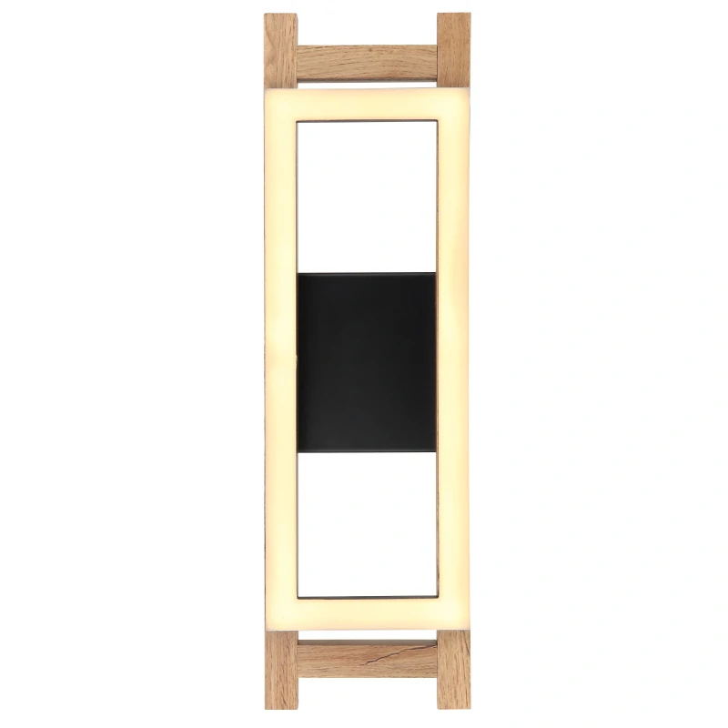 Globo 67266W ILLA - Moderní LED nástěnné svítidlo v černé barvě s MDF dřevem, LED 10W, 3000K , 45cm