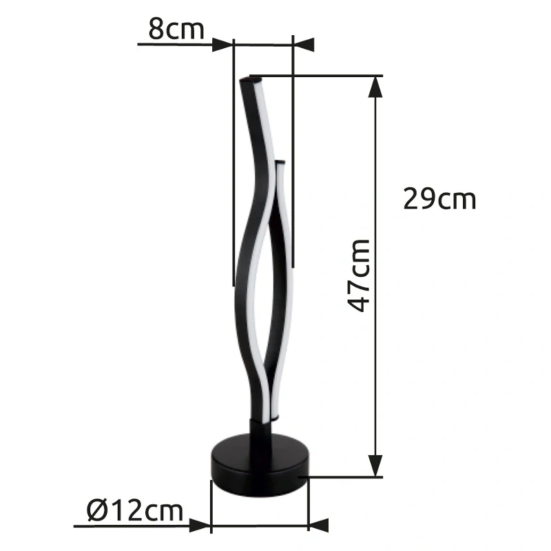 Globo 67206T GERONIMO - Stolní moderní černá LED lampička, LED 12W, 3000K , 47cm