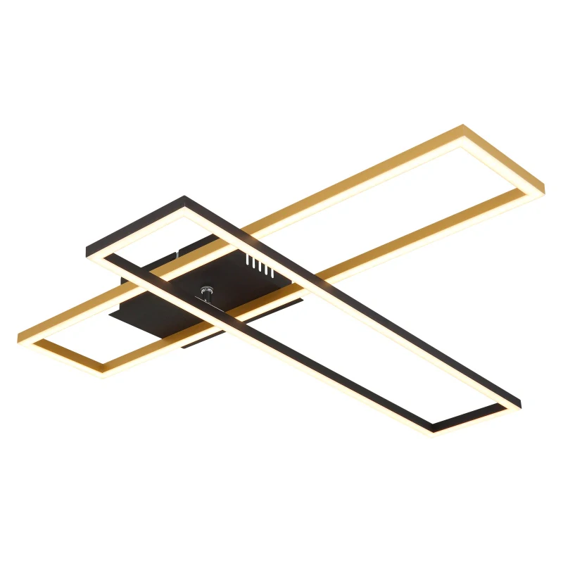 Globo 67208-30G DAKARI - Moderní LED stropní lustr v černé barvě se zlatým prvkem, LED 30W, 3000K , 80 x 60cm
