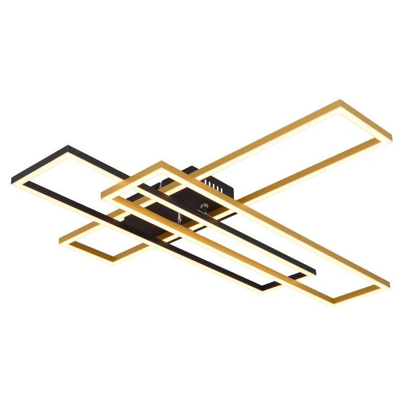 Globo 67208-40G DAKARI - Moderní LED stropní lustr v černé barvě se zlatým prvkem, LED 40W, 3000K , 80 x 60cm