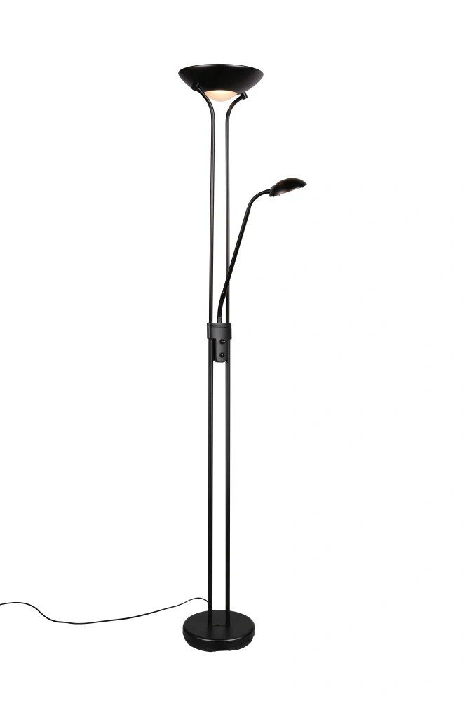 Trio Leuchten R42292132 SPOCK - Moderní stojací LED stmívatelná lampa v černé barvě, LED 19W + 5W, 3000K, 180cm