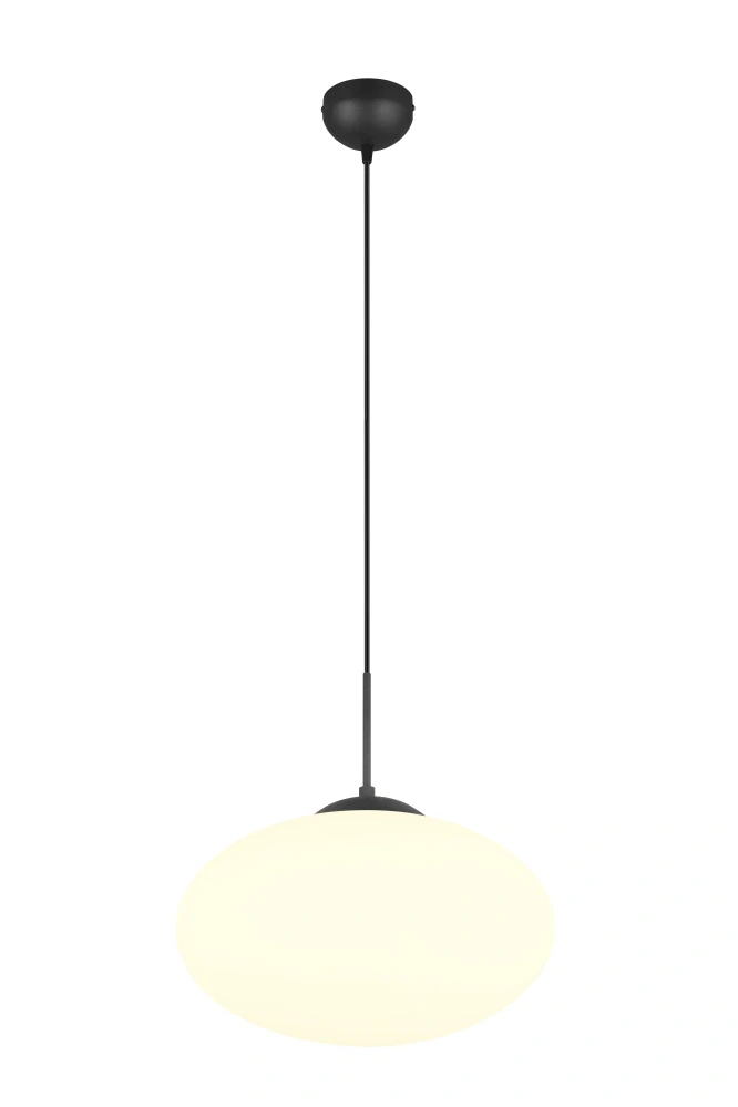 Trio Leuchten 363190132 FOMENTO - Závěsné černé svítidlo s mléčným skleněným stínidlem, 1 x E27, Ø 40cm