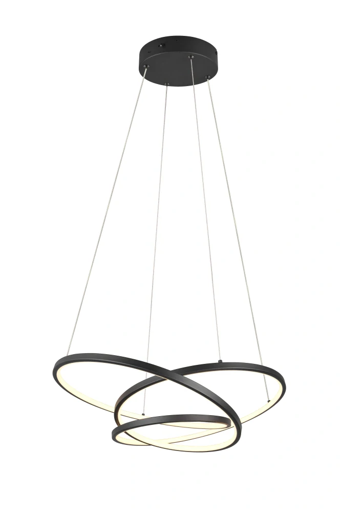 Trio Leuchten 349110132 DARVIN - Závěsný černý LED lustr s možností přepínání barvy světla, 2300+3000+4000K, LED 34W, 64 x 49cm