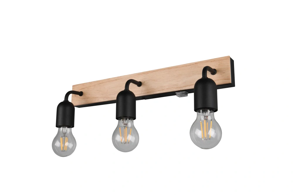 Trio Leuchten 284470332 ARTURO - Nátěnné koupelnové svítidlo s vypínačem v imitaci dřeva, 3 x E27, IP44, 45cm