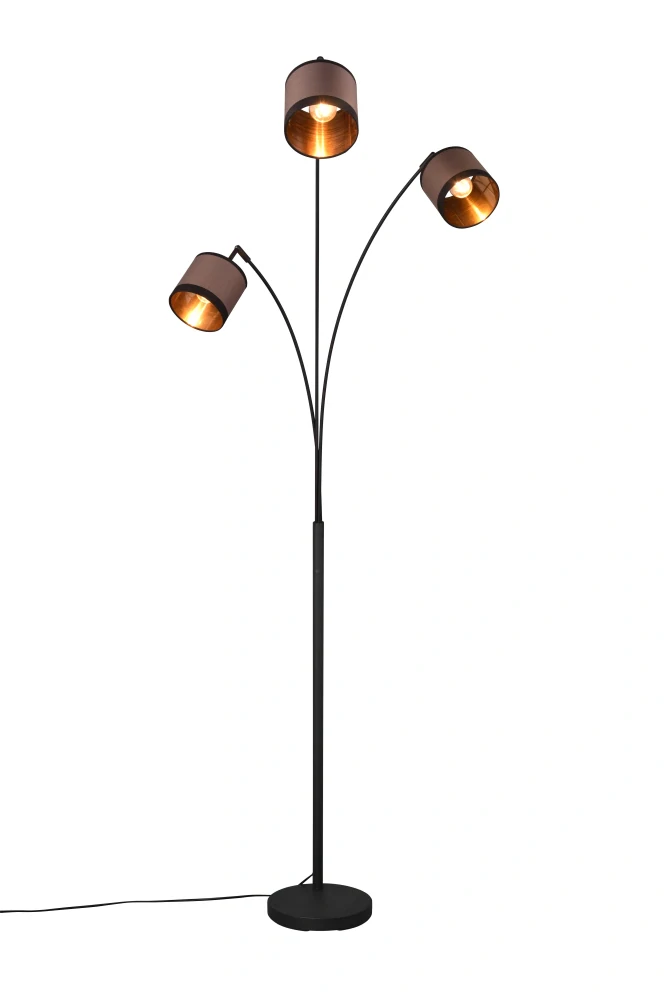 Trio Leuchten R41553041 DAVOS - Stojací trojramenná lampa s textilními stínidly, 3 x E14, 185cm výška