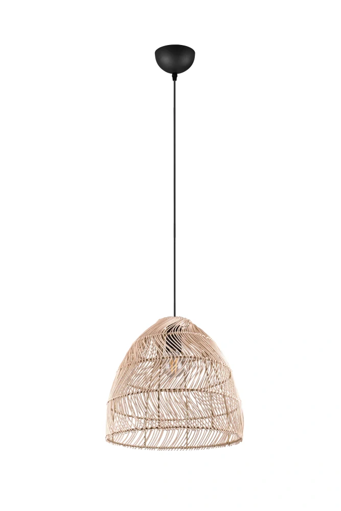 Trio Leuchten R31131036 RIKE - Závěsný lustr s ratanovým stínidlem, 1 x E27, Ø 35cm