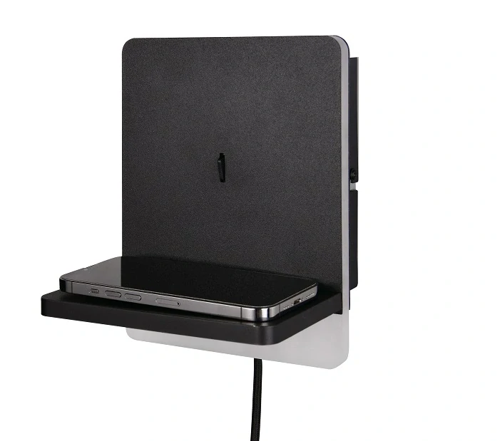 Trio Leuchten 248670132 FAIRFIELD - Nástěné LED svítidlo za zeď k posteli bezdrátovým nabíjením mobilu, USB-A + USB-C, LED 9W, 3000K