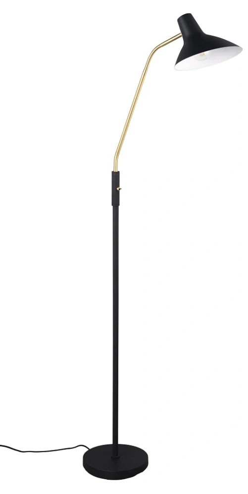 Trio Leuchten 463400180 TRAVELLER - Stojací černá lampa s husím krkem a vypínačem, 1 x E27, 145cm