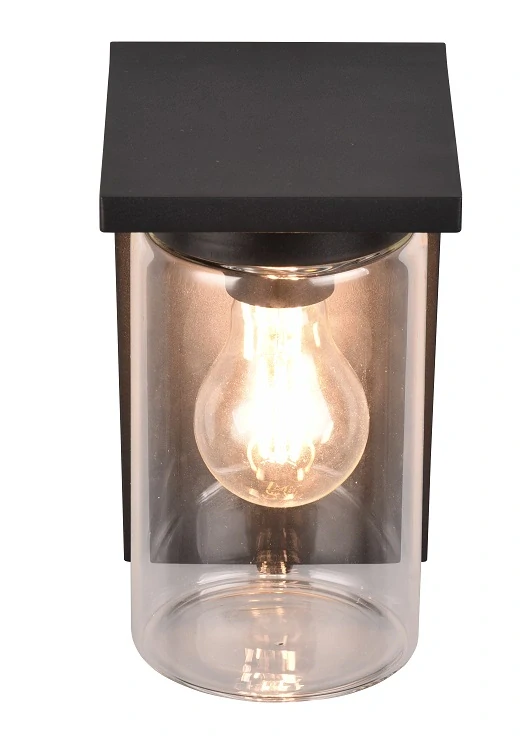 Trio Leuchten 211660132 ARDILA - Nástěnné černé venkovní svítidlo s možností aktivace automatického senzoru DEN / NOC, IP44, 1 x E27