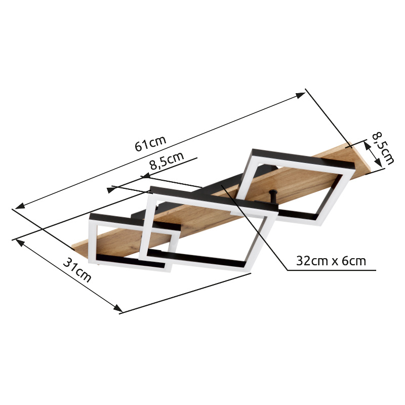 Globo 67294D2 BEATRIX - Stropní LED svítidlo v černé barvě s MDF dřevem, LED 24W, 3000K