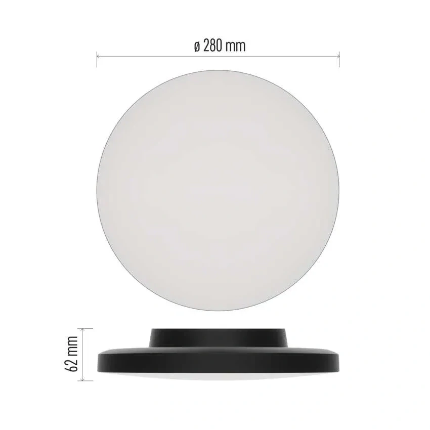 Emos ZM7153 DIONI - LED černé přisazené svítidlo se změnou barvy světla 15W, 3000+4000+5700K, Ø 28cm