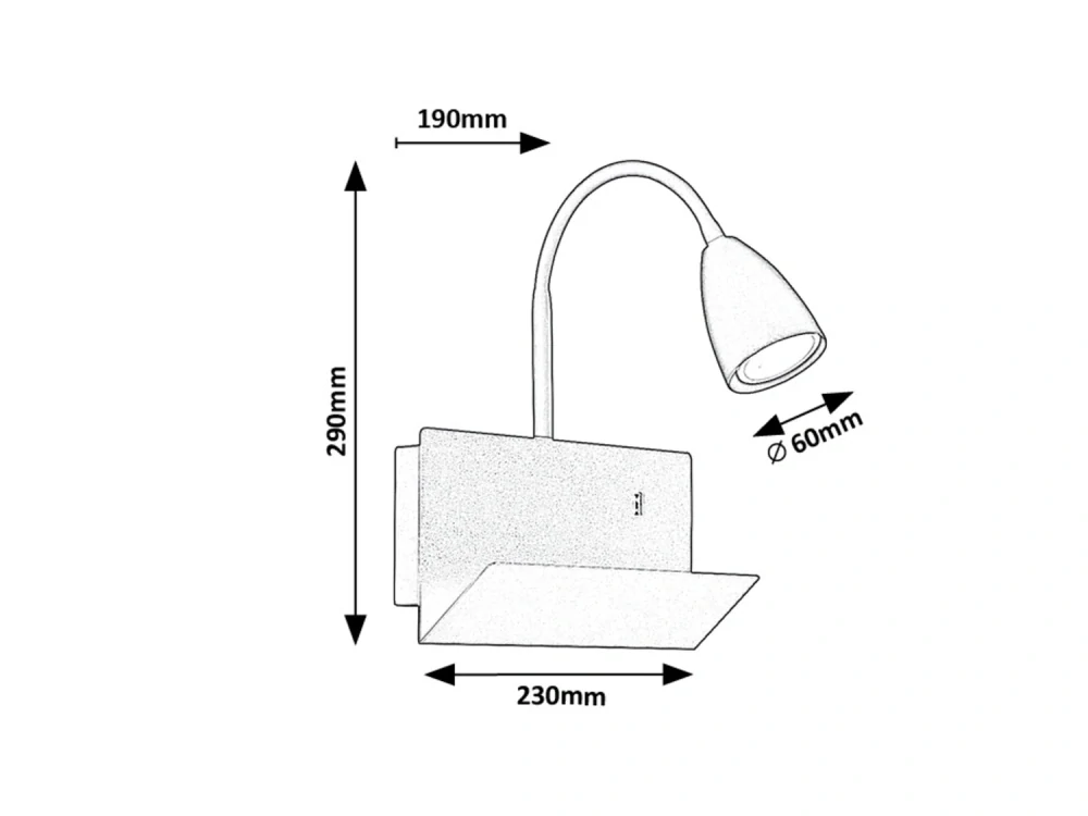 Rabalux 71090 TACITO - Nástěnná čtecí lampa v bílé barvě s vypínačem a USB výstupem, 1 x GU10