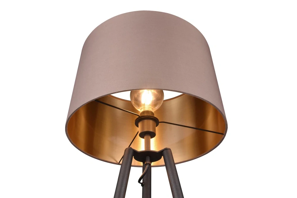 Trio Leuchten R41561032 COLETTE - Stojací lampa s kovovou černou trojnožkou a textilním stínidlem, 1 x E27, 152cm