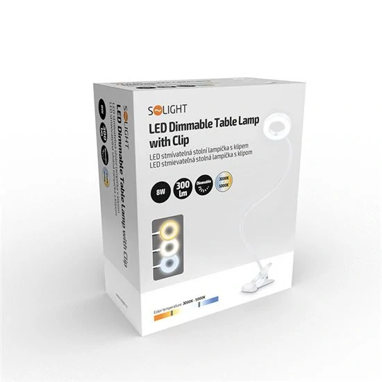 Solight WO66-W - LED stmívatelná lampička v bílé barvě se skřipcem, LED 8W, 3000K, 4000K, 5000K