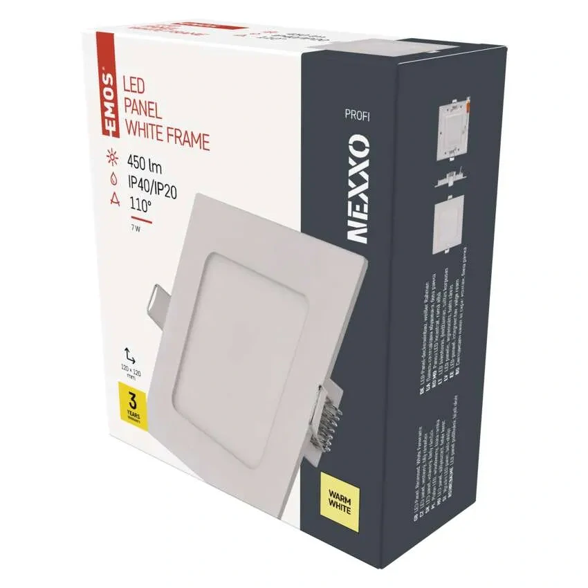 EMOS ZD2124 NEXXO - Podhledový LED panel, 7W, 450lm, 3000K,  IP40/IP20, 12 x 12cm