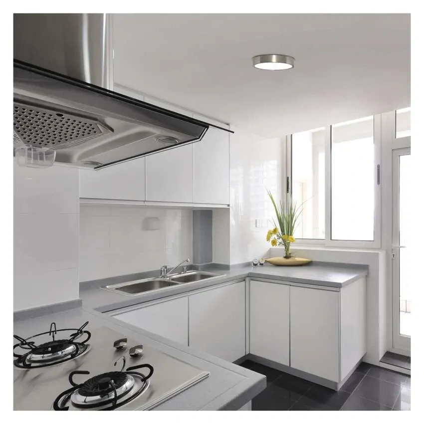 EMOS ZM5253 NEXXO - Přisazený stropní LED panel v broušeném niklu, 28W, 2700lm, 3000 + 3500 + 4000K, IP40/IP20, Ø 30cm