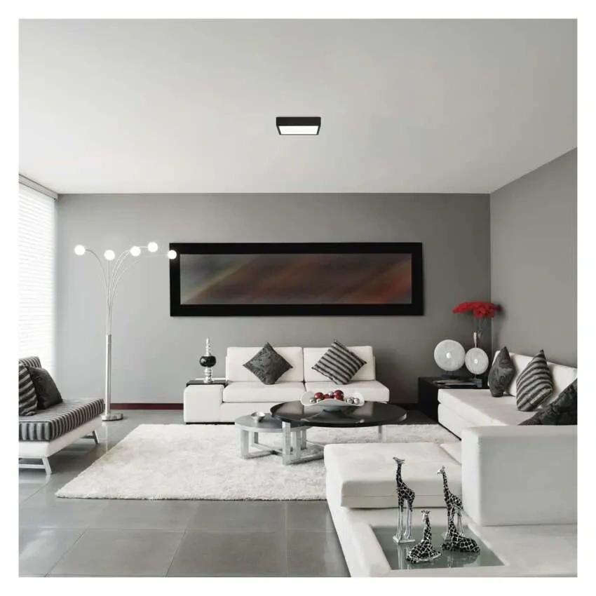 EMOS ZM6353 NEXXO - Přisazený stropní LED panel v černé barvě, 28W, 2700lm, 3000 + 3500 + 4000K, IP40/IP20, 30 x 30cm