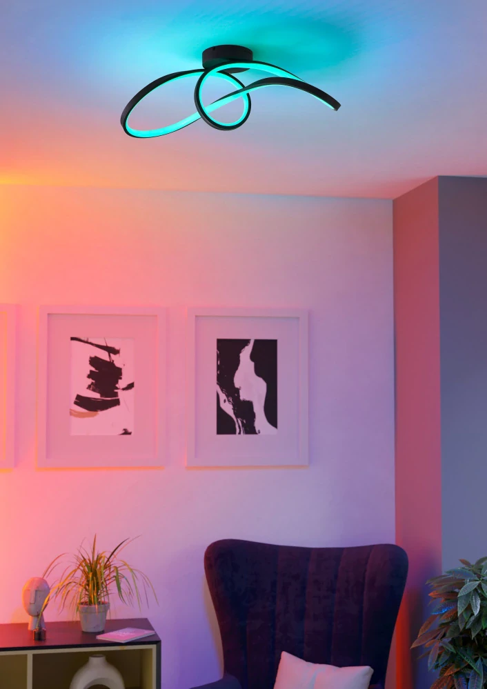 Eglo ZIGBEE 901158 CALAROSSA-Z - Stropní LED RGB černé svítidlo ovládané ovladačem, nebo z mobilní aplikace, LED 25W,  70,5 x 23cm