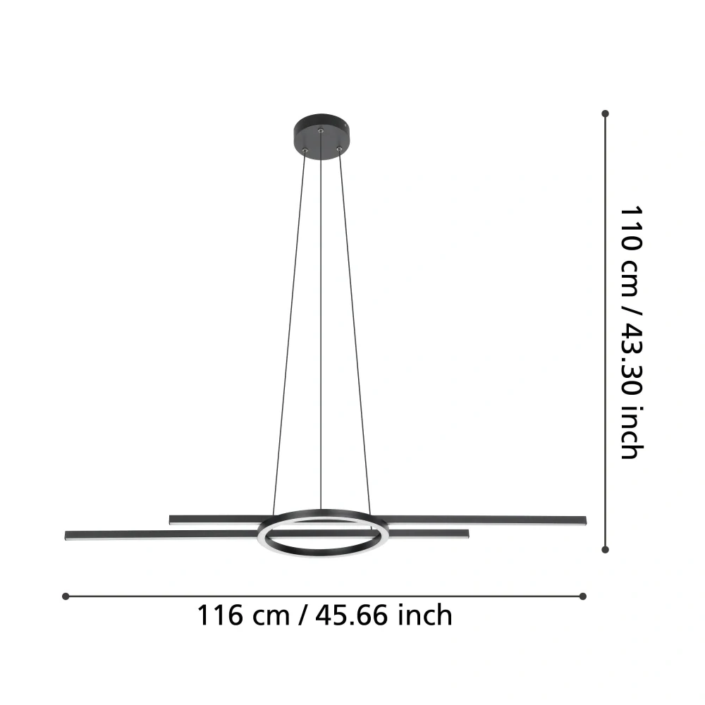 Eglo ZIGBEE 900398 ZILLERIO-Z - Závěsné LED moderní stmívatelné svítidlo nad jídelní stůl ovládané ovladačem, nebo z mobilní aplikace, LED 24W, 2700-6500K, 116cm