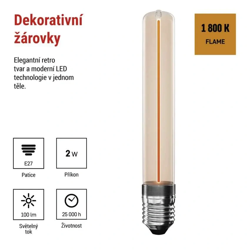 Emos Z5AI01 DECO VINTAGE BULB - Retro LED dekorativní žárovka T30, 2W, 1800K
