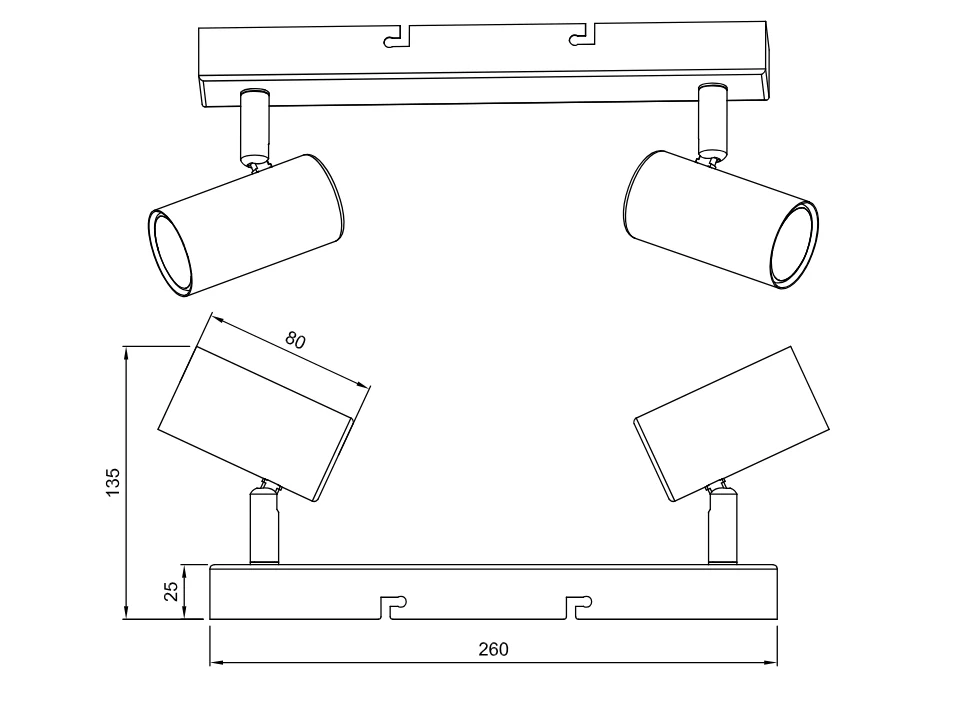 Trio Leuchten R86852032 TARYN - Nástěnné nebo stropní bodové svítidlo v černé barvě, 2x GU10 MINI
